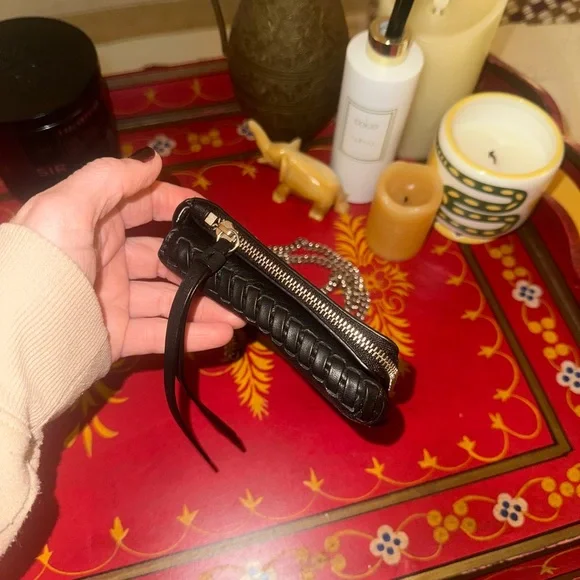 All Saints Black whipstitch cross body purse silver chain - Picture 13 of 13